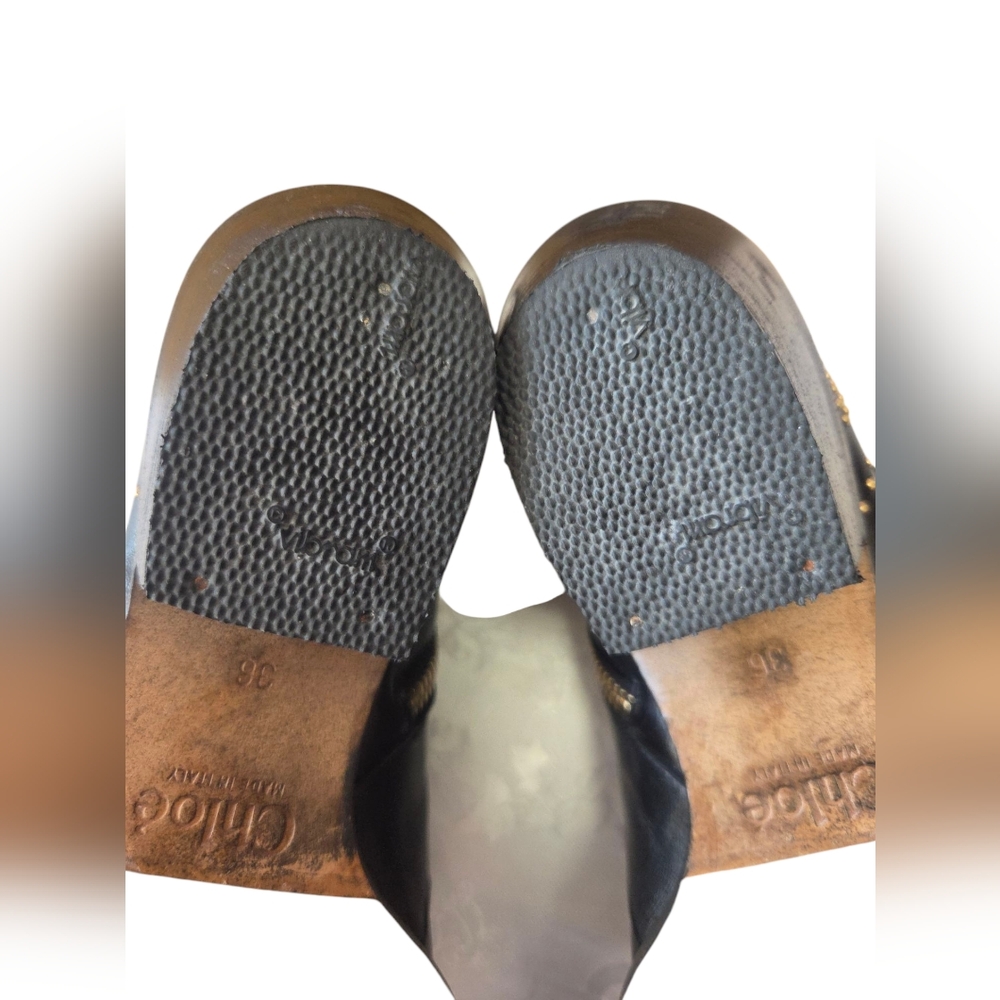 Chloe Women's Black Ankle Boots with Gold Studs - Picture 10 of 16